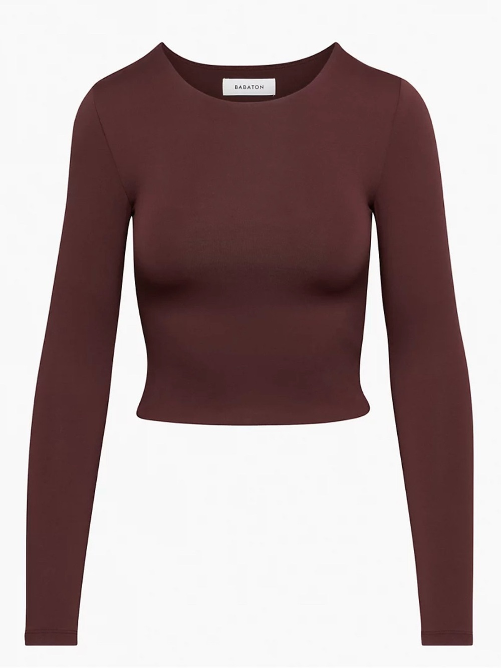 Aritzia Babaton Contour Crew Top in Maroon (Size L)